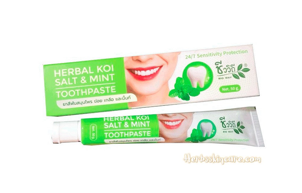 PASTA DENTAL HERBAL BIOWAY, KHOI, FÓRMULA SAL Y MENTA 50 G.