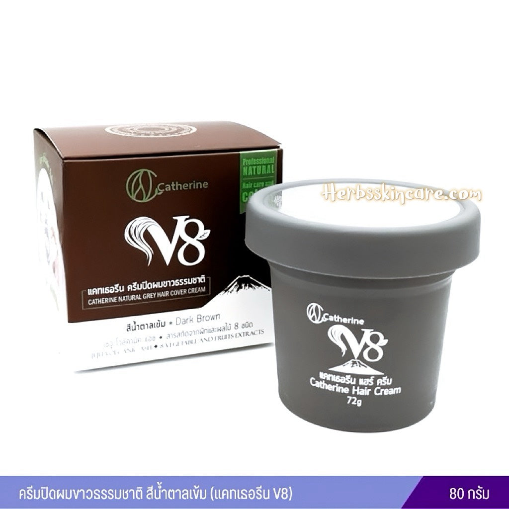 CATHERINE V8 CREMA CUBRE CANAS NATURAL - CASTAÑO OSCURO 80 G.