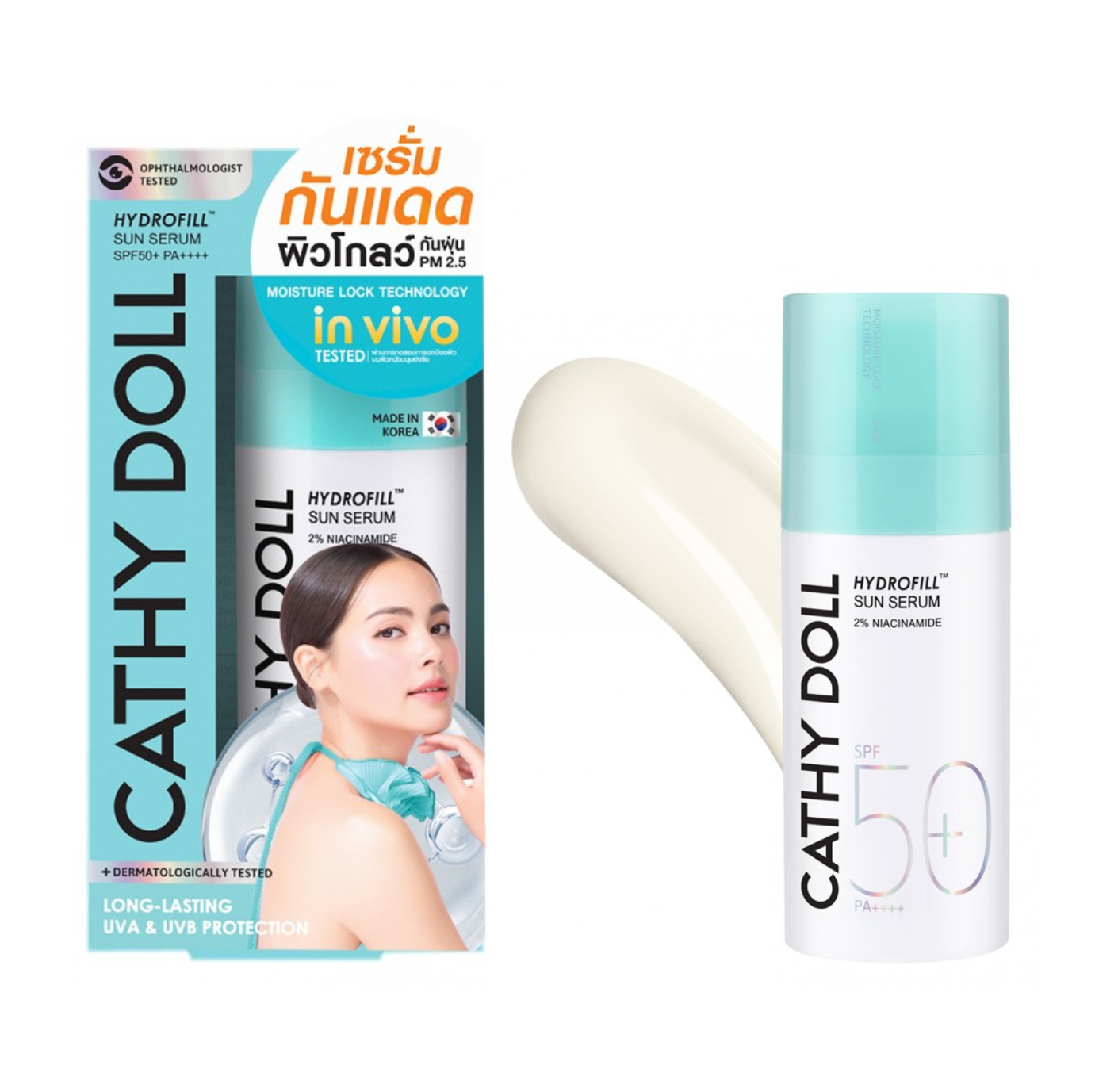 CATHY DOLL HYDROFILL SUN SERUM SPF50+ PA++++ DOS POR CIENTO NIACINAMIDA 30 ML.