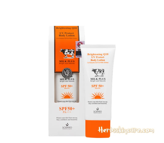 BEAUTY BUFFET SCENTIO MILK PLUS WHITENING Q10 UV PROTECT BODY LOTION SPF 50 +PA++ 100 ML.