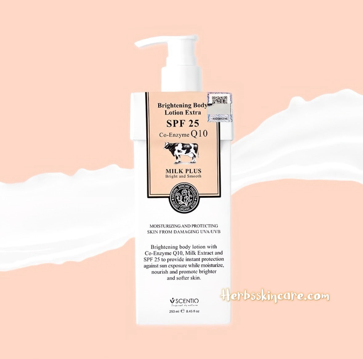 BEAUTY BUFFET SCENTIO LECHE MÁS LOCIÓN CORPORAL ACLARANTE EXTRA SPF 25 - 250 ML.