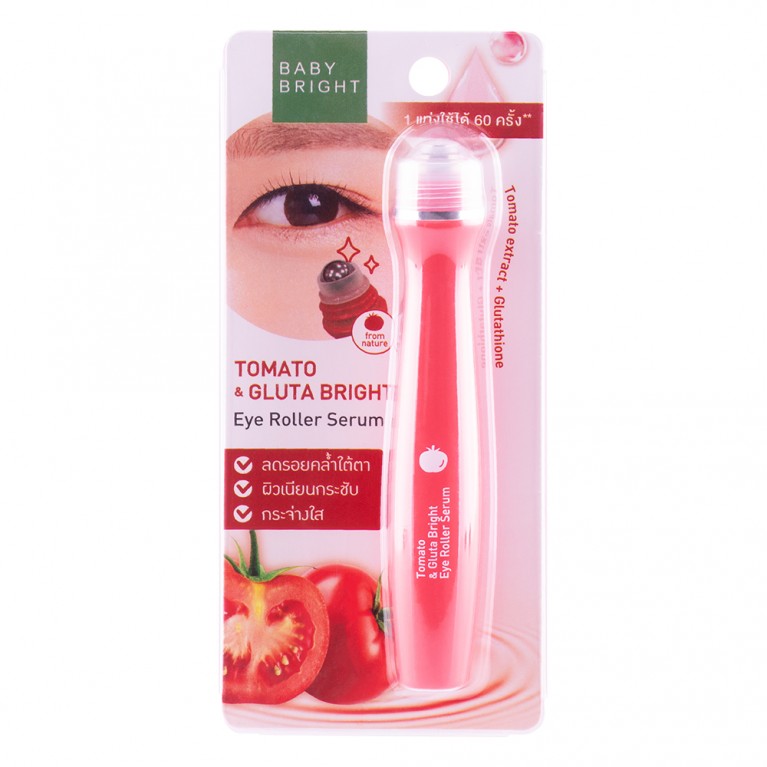 BABY BRIGHT TOMATO & GLUTA BRIGHT EYE ROLLER SERUM 15 ML. (BOX 3 PCS.)