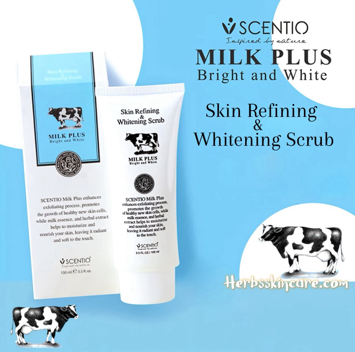 BEAUTY BUFFET SCENTIO LECHE MÁS EXFOLIANTE ACLARADOR Y REFINADOR DE PIEL 100 ML.