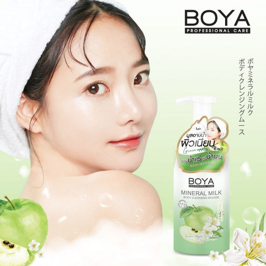 BOYA MINERAL MILK BODY CLEANSING MOUSSE 500 ML. - GREEN APPLE &TEA TREE