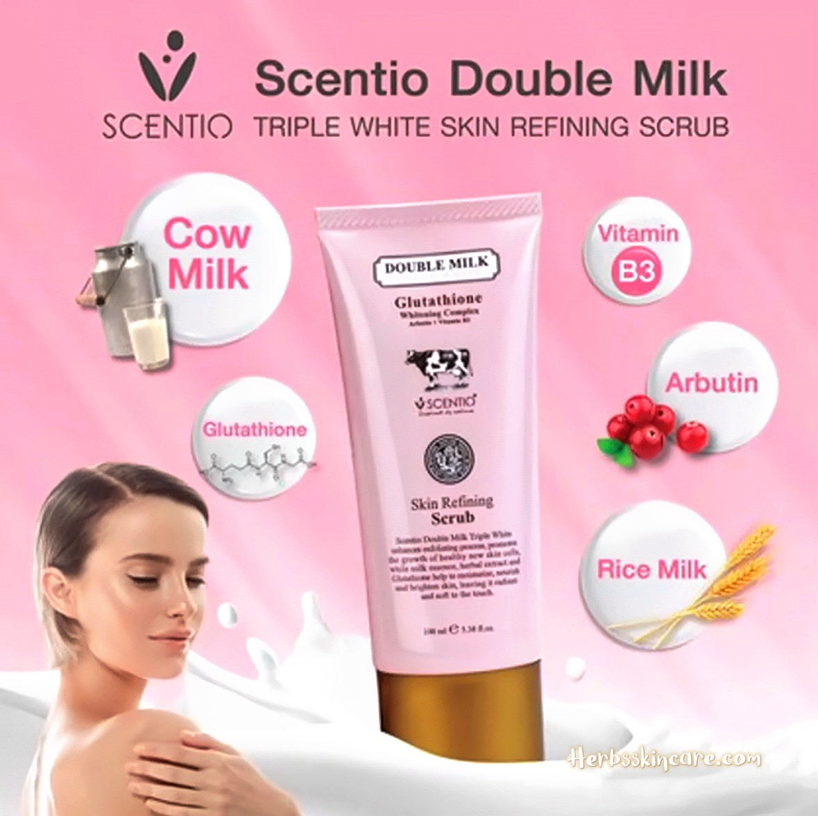 BEAUTY BUFFET SCENTIO DOBLE LECHE TRIPLE BLANCO EXFOLIANTE EN GEL REFINADOR DE PIEL 100 ML.