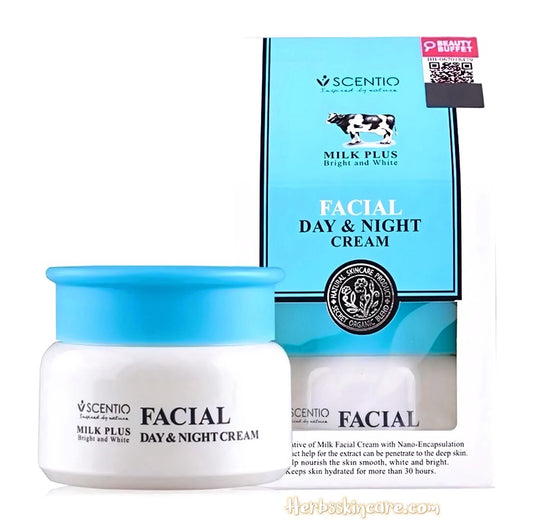 BEAUTY BUFFET SCENTIO MILK PLUS BRIGHT AND WHITE FACIAL DAY & NIGHT CREAM 50 ML.
