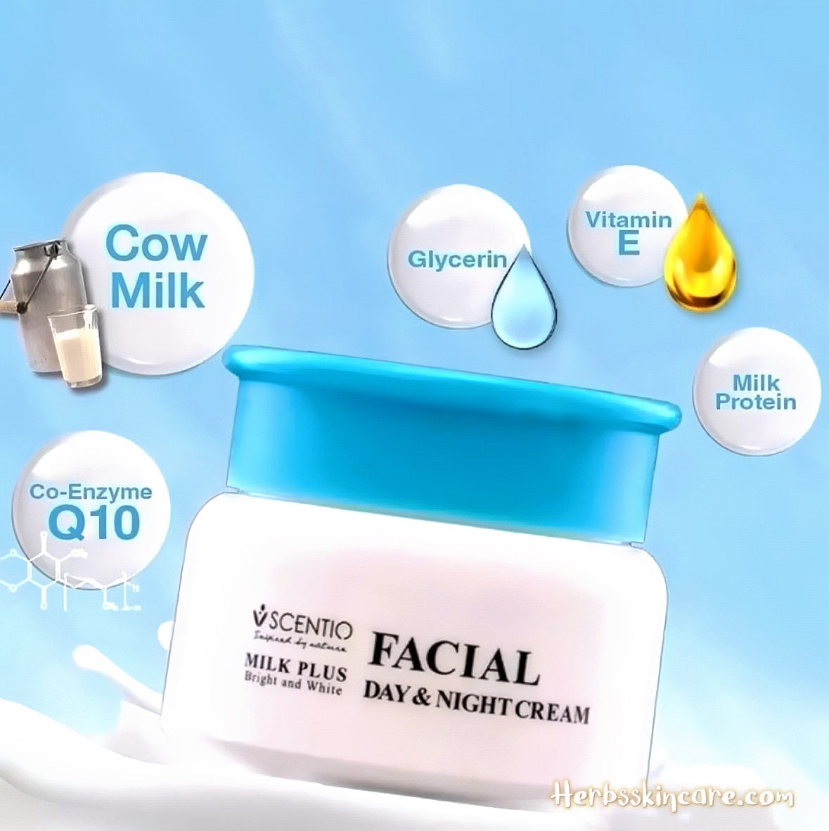 BEAUTY BUFFET SCENTIO MILK PLUS CREMA FACIAL ACLARADORA E ILUMINADORA DÍA Y NOCHE 50 ML.