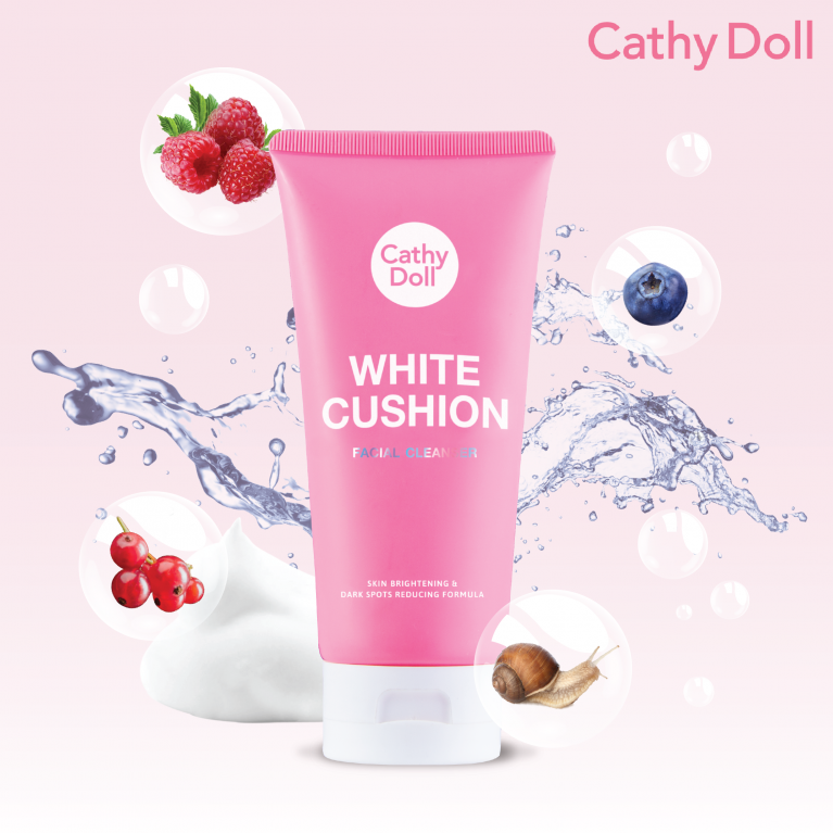CATHY DOLL WHITE CUSHION FACIAL FOAM CLEANSER 120 ML.