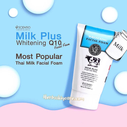 BEAUTY BUFFET SCENTIO MILK PLUS WHITENING Q10 FACIAL FOAM 100 ML.