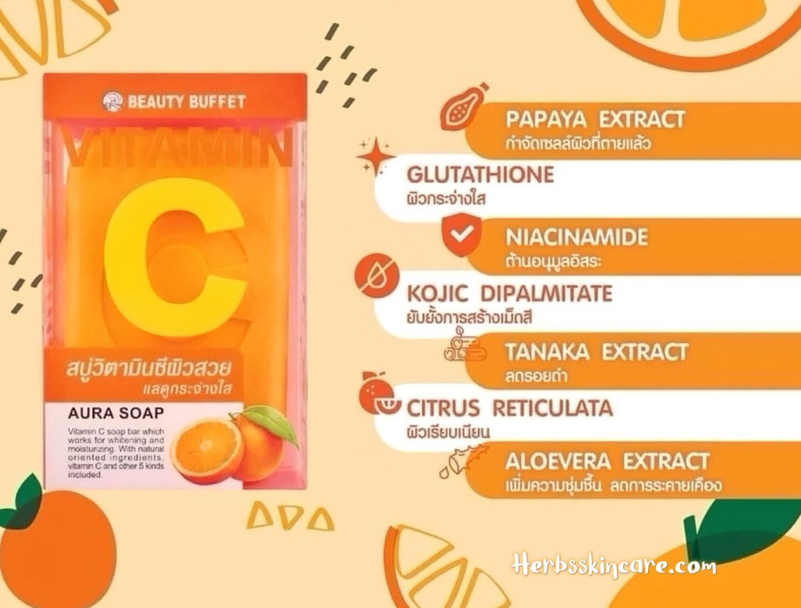 JABÓN EN BARRA BEAUTY BUFFET VITAMINA C AURA 100 G.