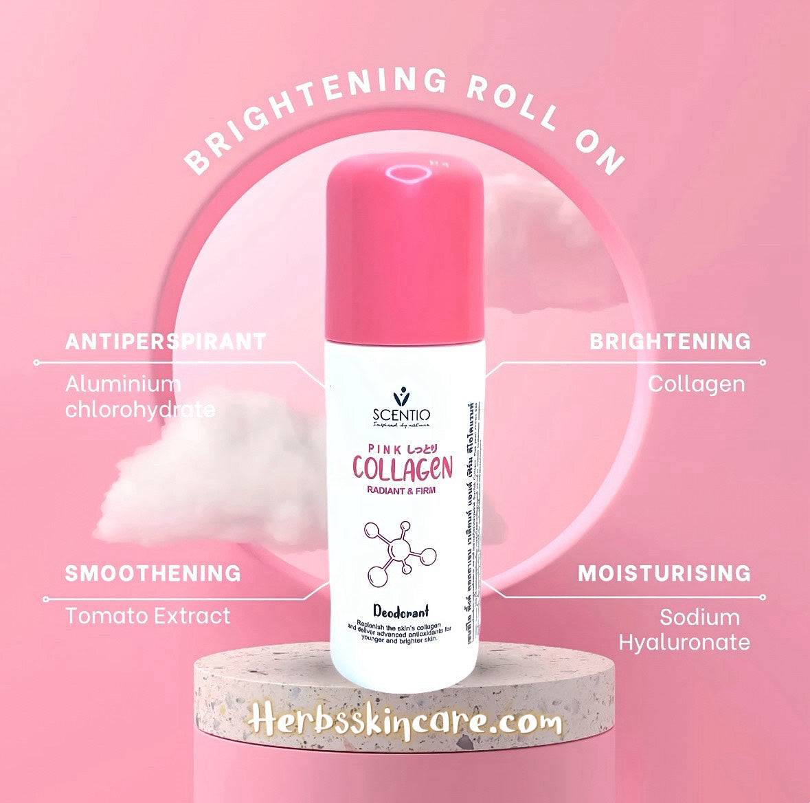 BEAUTY BUFFET SCENTIO COLÁGENO ROSA RADIANT & FIRM ROLLON 50 ML.
