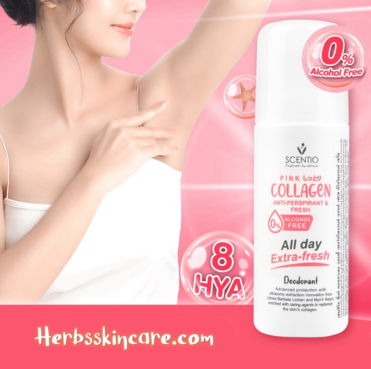 BEAUTY BUFFET SCENTIO PINK COLLAGEN ANTI-TRANSPIRANTE Y DESODORANTE FRESCO ROLL-ON 50 ML.
