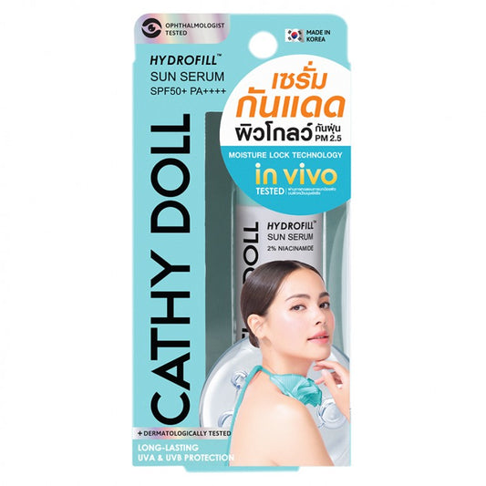 CATHY DOLL HYDROFILL SUN SERUM SPF50+ PA++++ 2% NIACINAMIDE 10 ML.