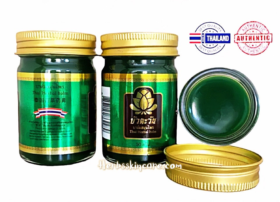 BÁLSAMO DE MASAJE VERDE DE HIERBAS THAI BUA TAWAN 50 G.