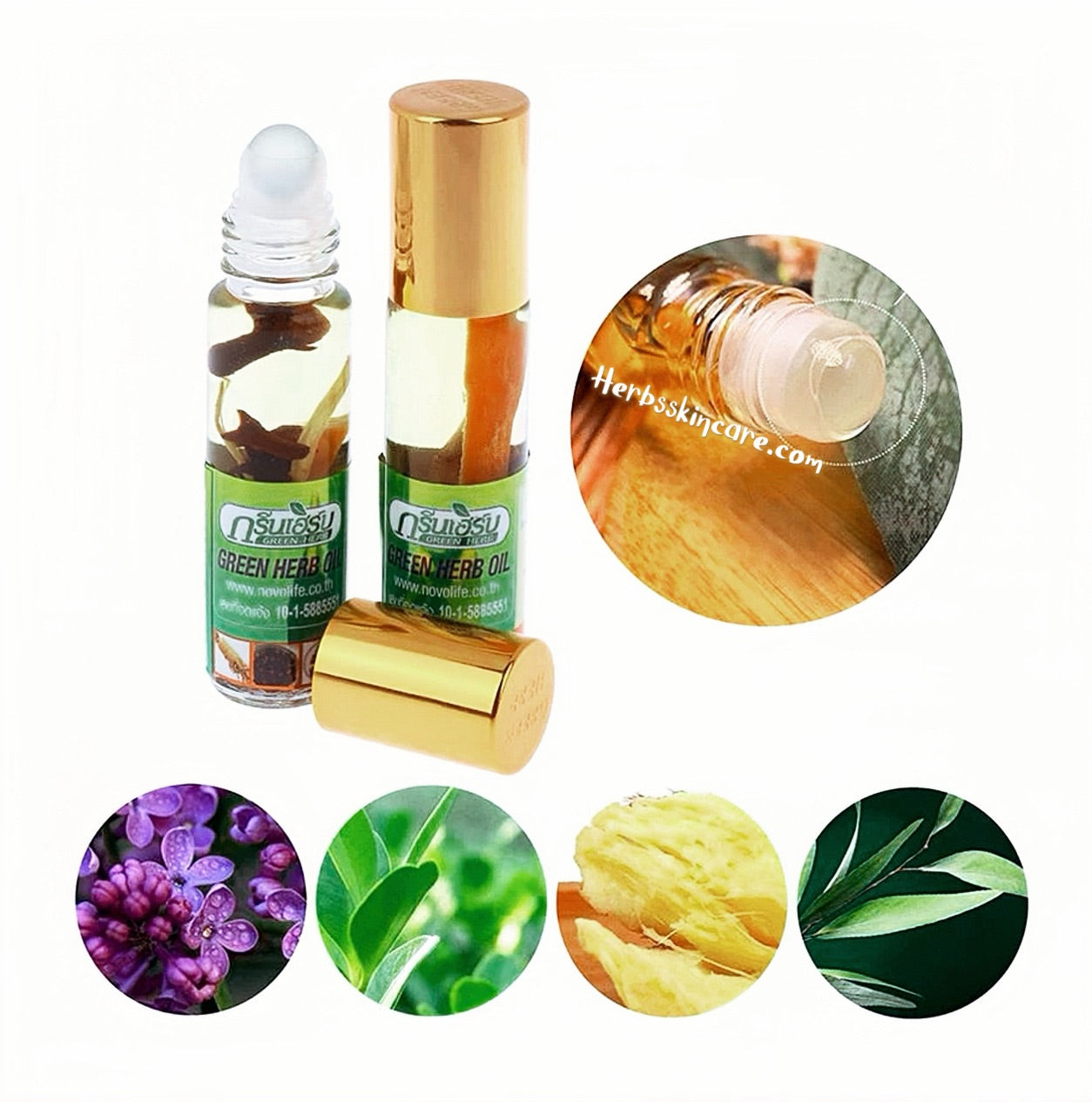 RODILLO DE ACEITE DE HIERBAS VERDES - FÓRMULA DE GINSENG 8 CC.