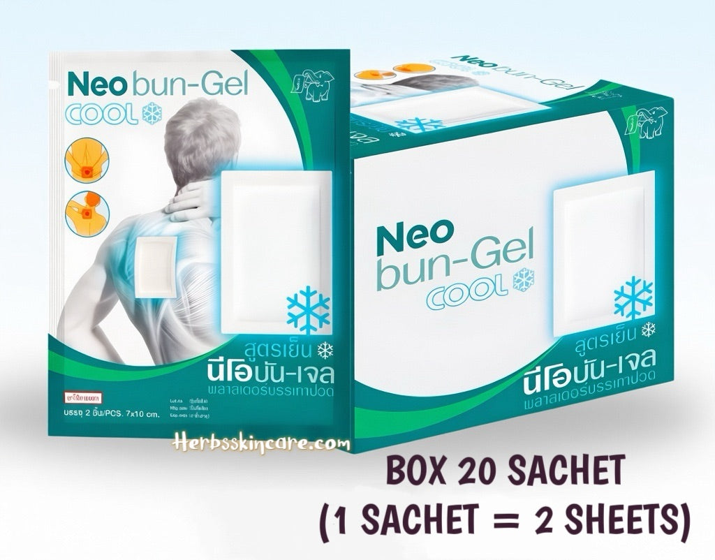 NEOBUN-GEL APÓSITO ANALGÉSICO FRÍO (CAJA 20 SACHETS/1 SACHET CONTIENE 2 HOJAS) 7X10 CM.