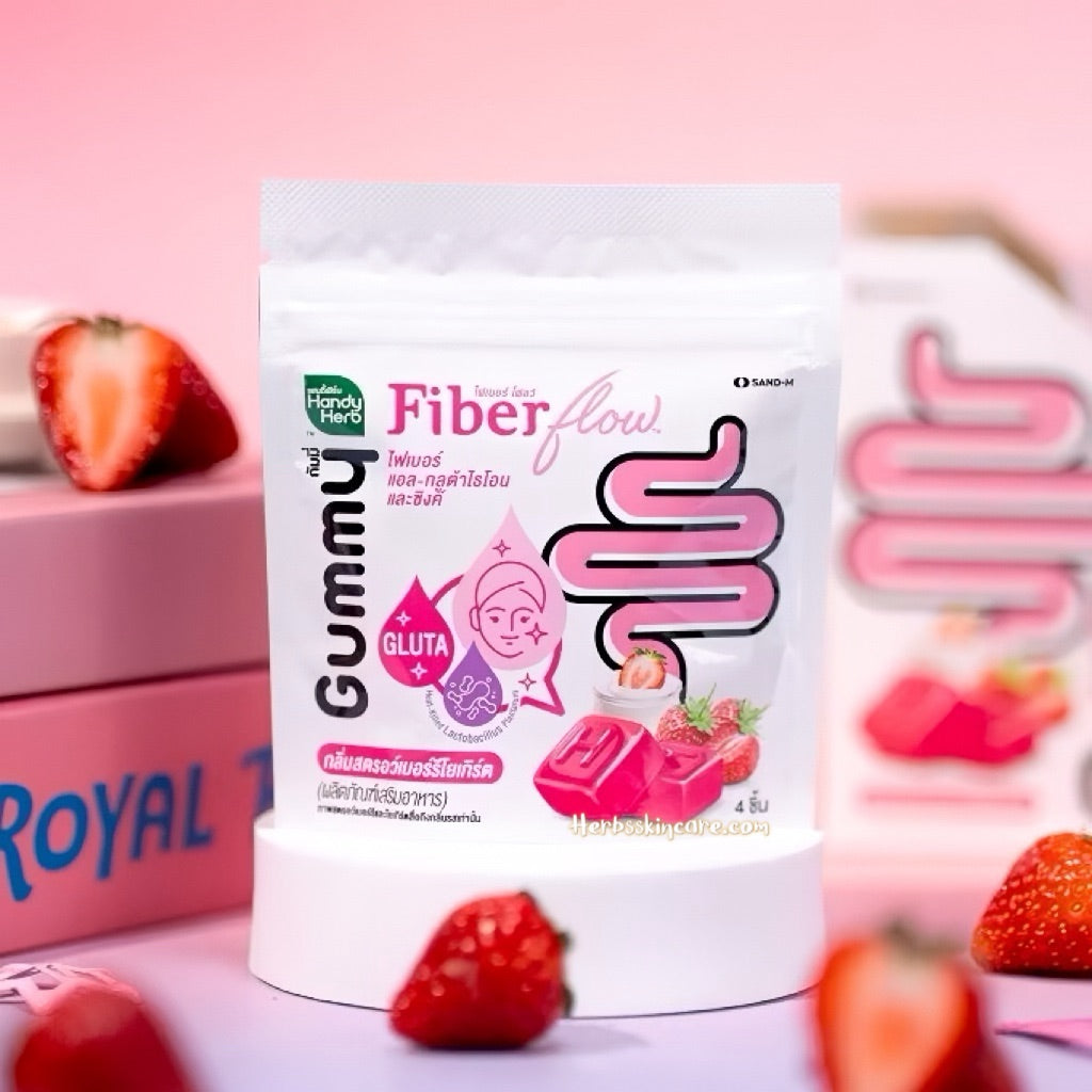 HANDYHERB FIBER FLOW - SABOR YOGUR CON FRESA / CAJA 6 SOBRES (1 SOBRE = 4 PIEZAS)