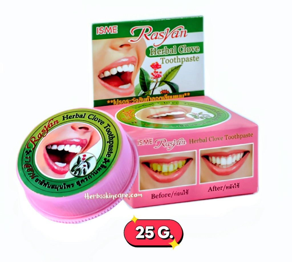 RASYAN HERBAL CLOVE TOOTHPASTE WITH ALOVE VERA & GUAVA LEAF 25 G.