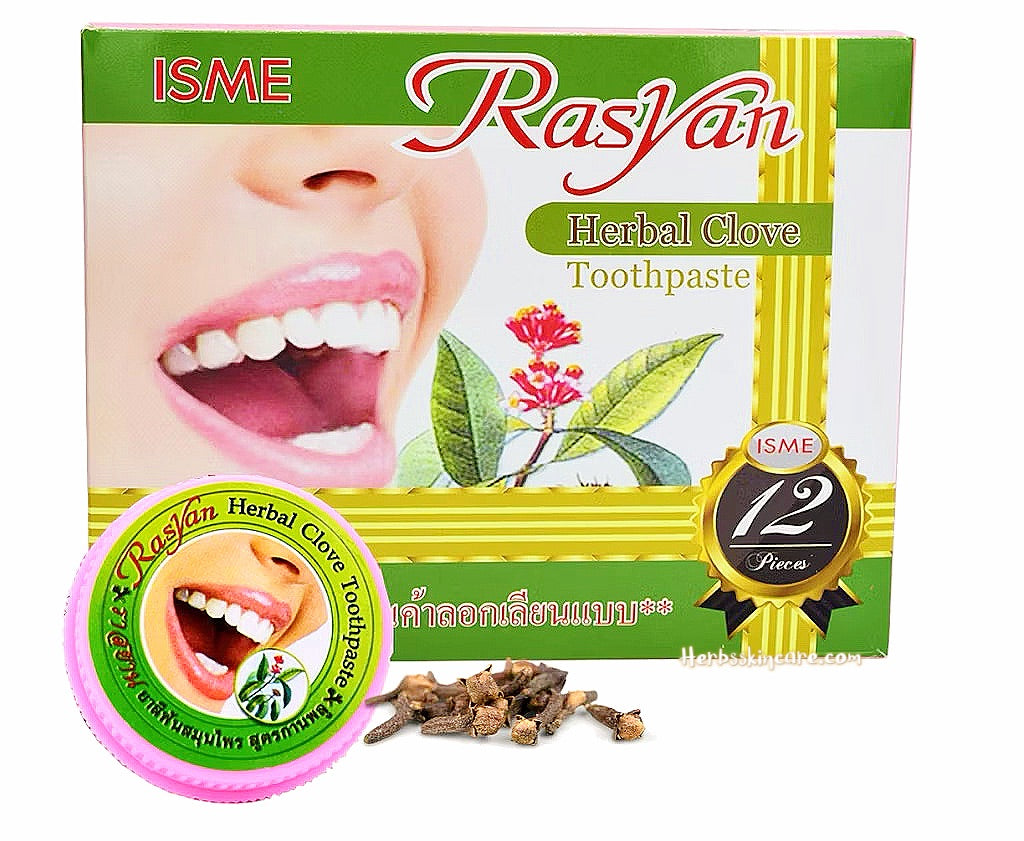 RASYAN HERBAL CLOVE TOOTHPASTE WITH ALOVE VERA & GUAVA LEAF 25 G. (BOX 12 PCS.)