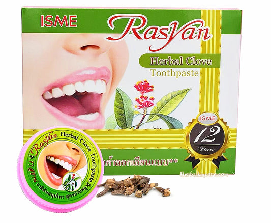RASYAN HERBAL CLOVE TOOTHPASTE WITH ALOVE VERA & GUAVA LEAF 25 G. (BOX 12 PCS.)