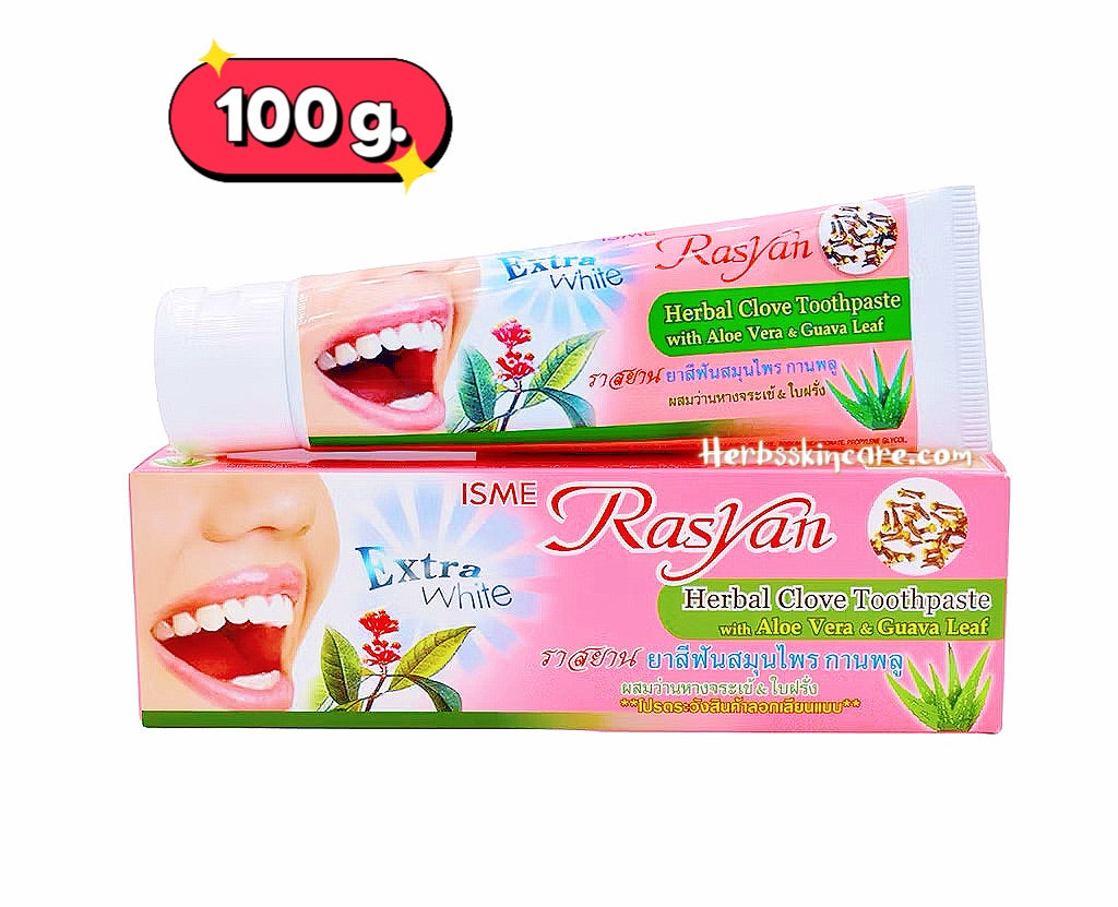 RASYAN HERBAL CLOVE TOOTHPASTE WITH ALOVE VERA & GUAVA LEAF 100 G.