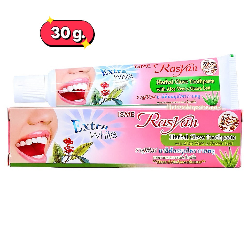 RASYAN HERBAL CLOVE TOOTHPASTE WITH ALOVE VERA & GUAVA LEAF 30 G.
