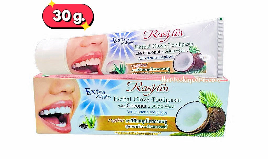 RASYAN HERBAL CLOVE TOOTHPASTE WITH COCONUT & ALOVE VERA 30 G.