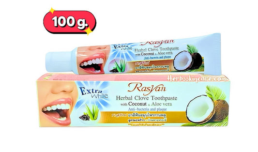 RASYAN HERBAL CLOVE TOOTHPASTE WITH COCONUT & ALOVE VERA 100 G.