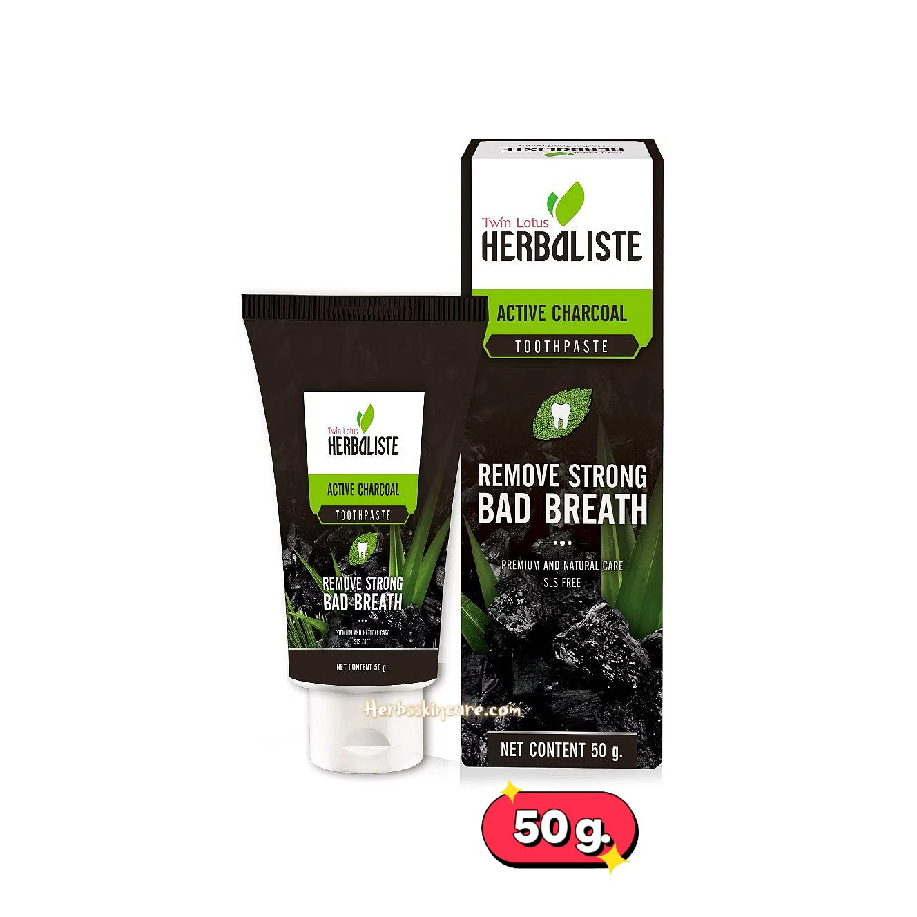 TWIN LOTUS HERBALISTE ACTIVE CHARCOAL TOOTHPASTE 50 G.