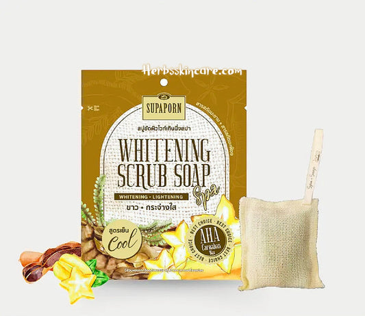 SUPAPORN HERB WHITENING SCRUB SOAP (COOLING FORMULA) 70 G.