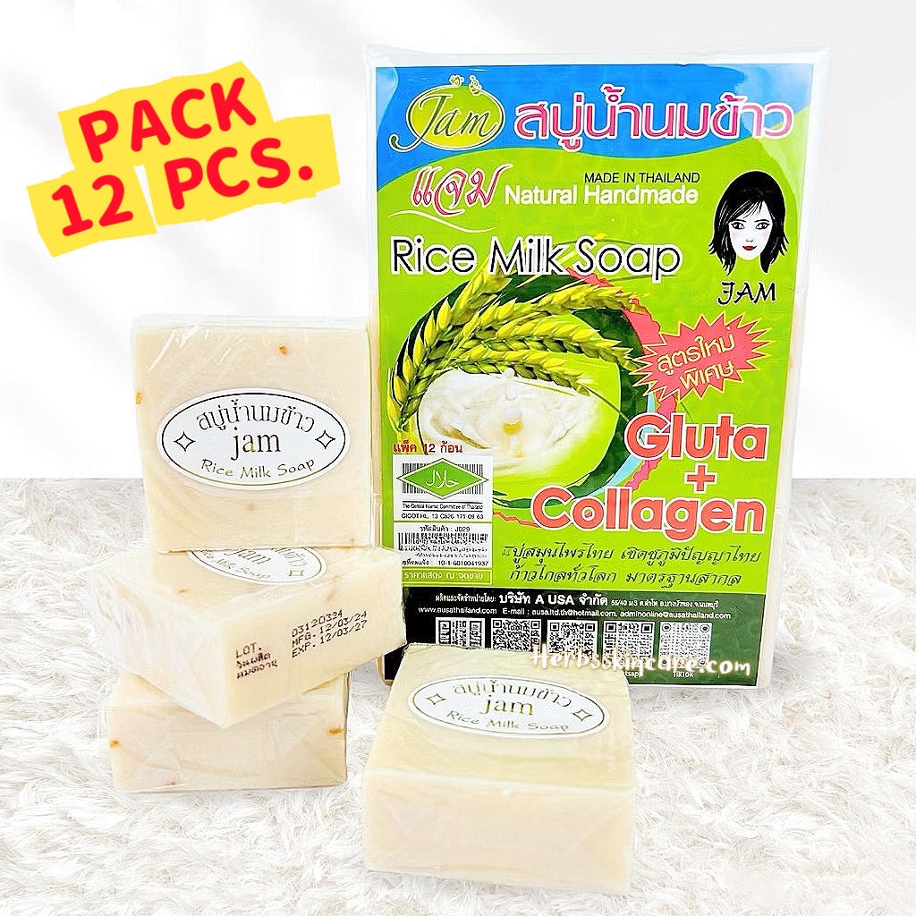 JAM RICE MILK SOAP GLUTA+COLLAGEN (PACK 12 PCS.)