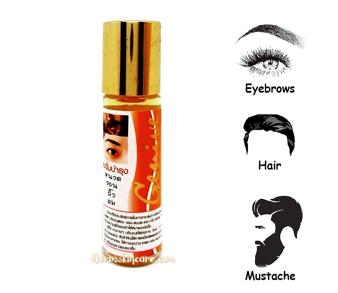 GENIVE HAIR GROWTH SERUM FAST STIMULATOR BEARD EYEBROW TICKER GROW LONGER 10 ML. (JAR 12 PCS.)