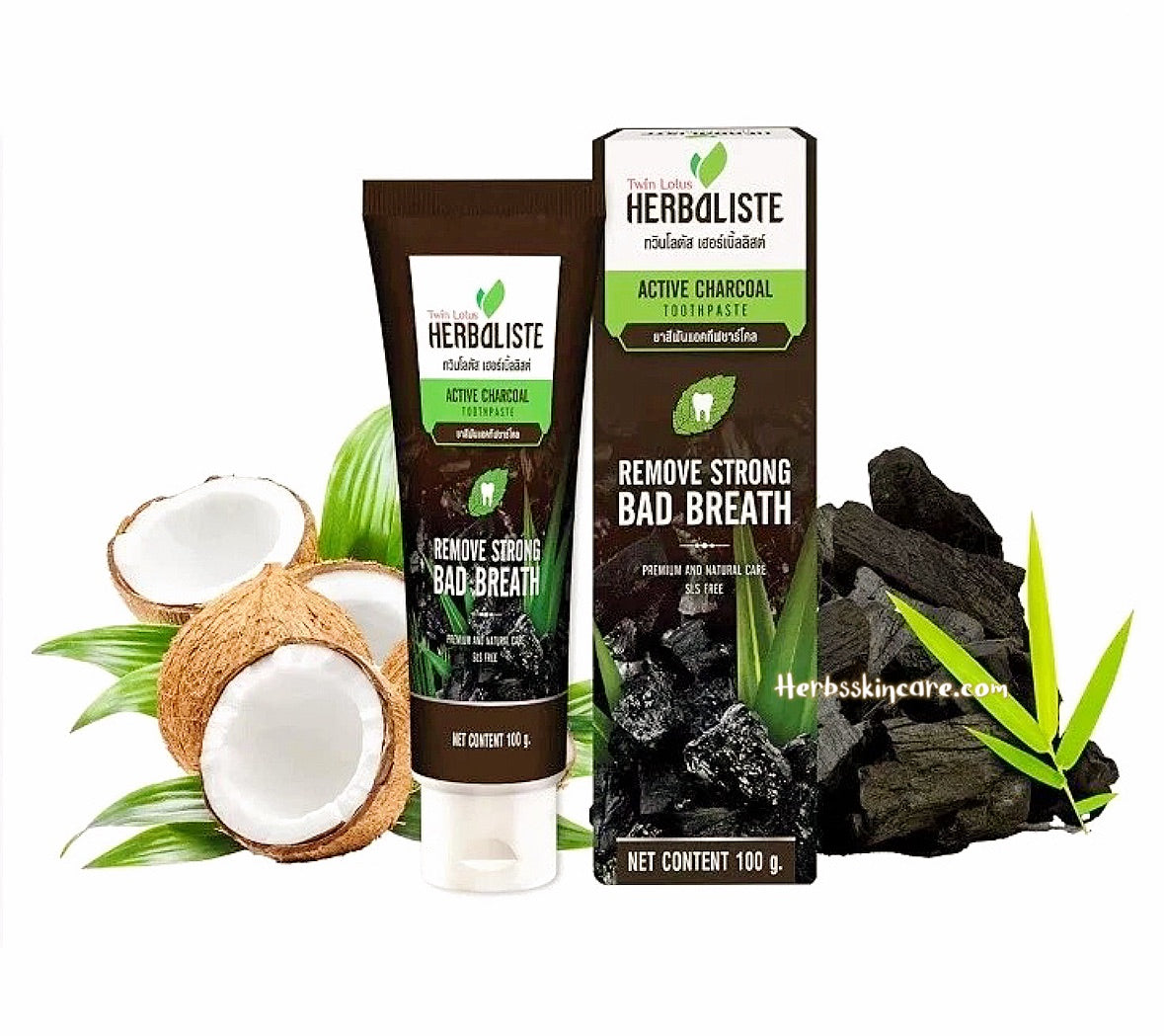 TWIN LOTUS HERBALISTE ACTIVE CHARCOAL TOOTHPASTE 100 G.
