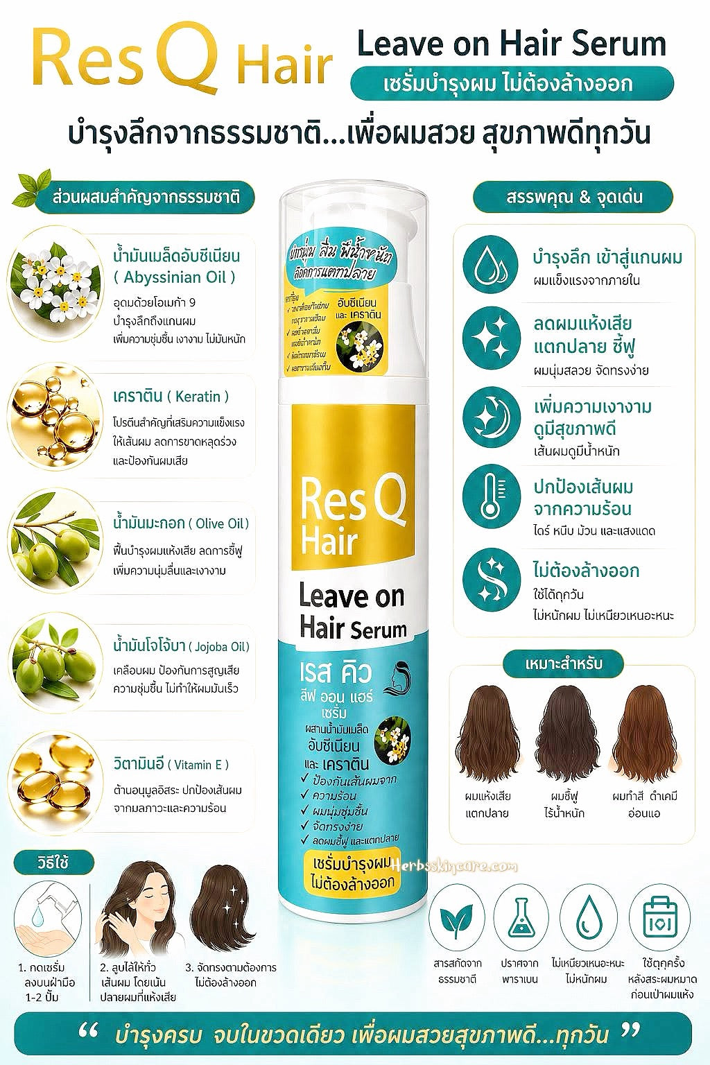 RES Q HAIR LEAVE ON HAIR SERUM 100 ML.