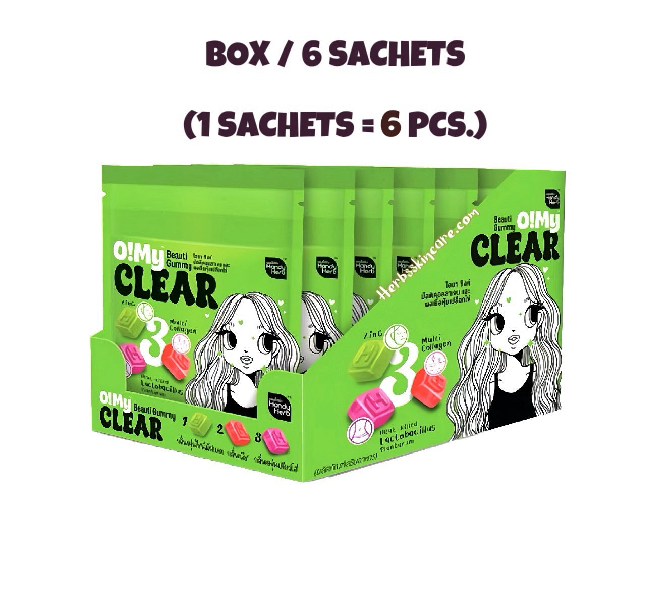 HANDYHERB O! MY BEAUTI GOMITAS FÓRMULA PIEL CLARA / CAJA 6 SACHETS (1 SACHET = 6 UNID.)