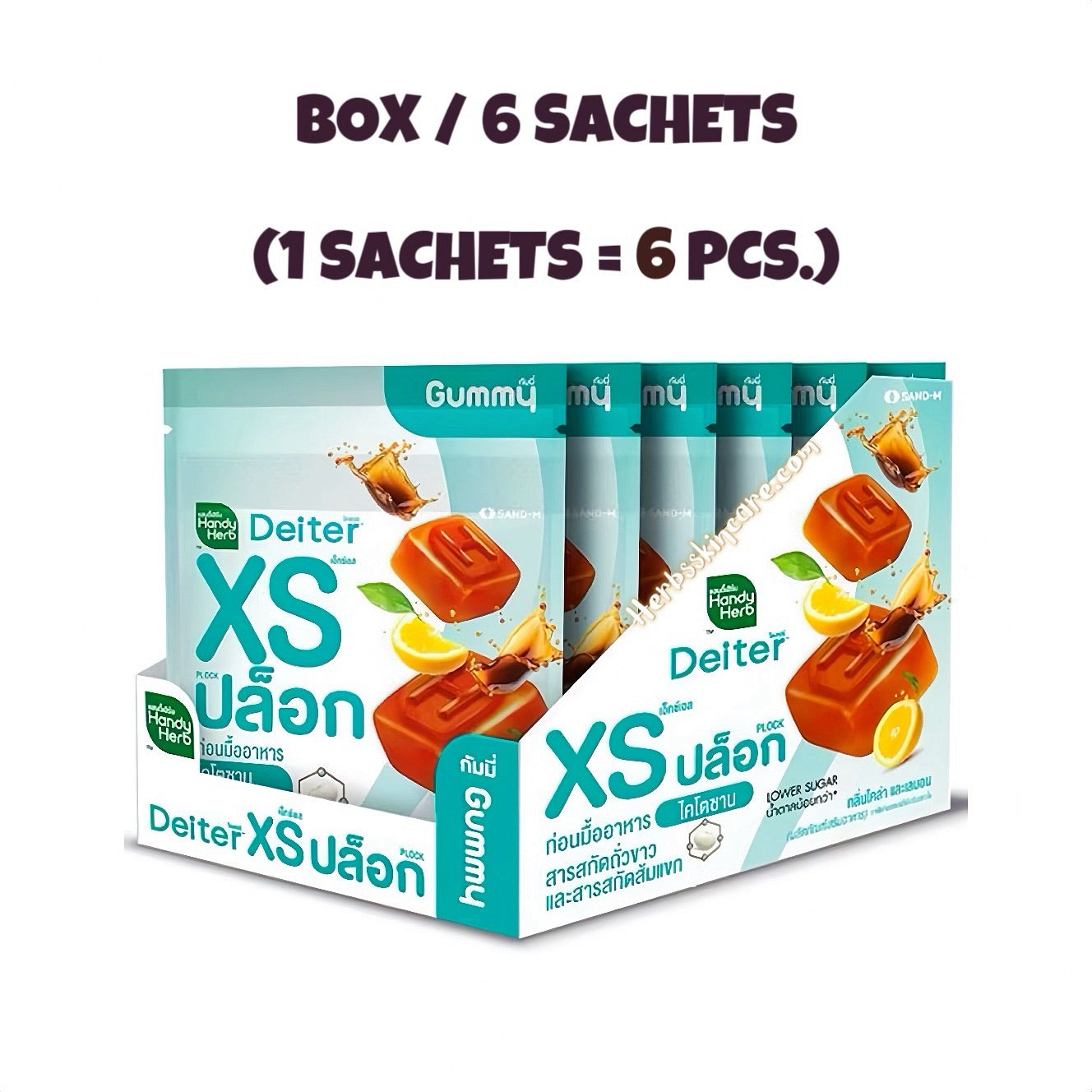 HANDYHERB DEITER XS PLOCK & BERIN - SABOR COLA Y LIMÓN / CAJA DE 6 SACHETS (1 SACHET = 4 UNID.)