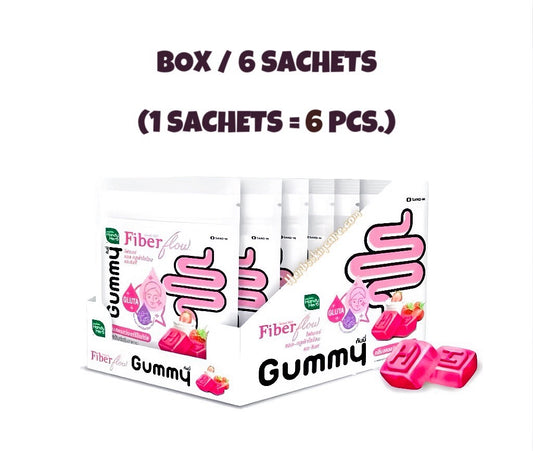 HANDY HERB FIBER FLOW - STRAWBERRY YOGURT FLAVOR / BOX 6 SACHETS (1 SACHETS = 6 PCS.)