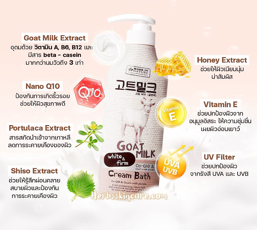 BEAUTY BUFFET MADE IN NATURE BAÑO EN CREMA DE LECHE DE CABRA 450 ML.