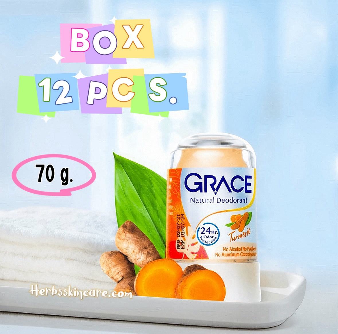 GRACE NATURAL DEODORANT 70 G. (TURMERIC) BOX 12 PCS.