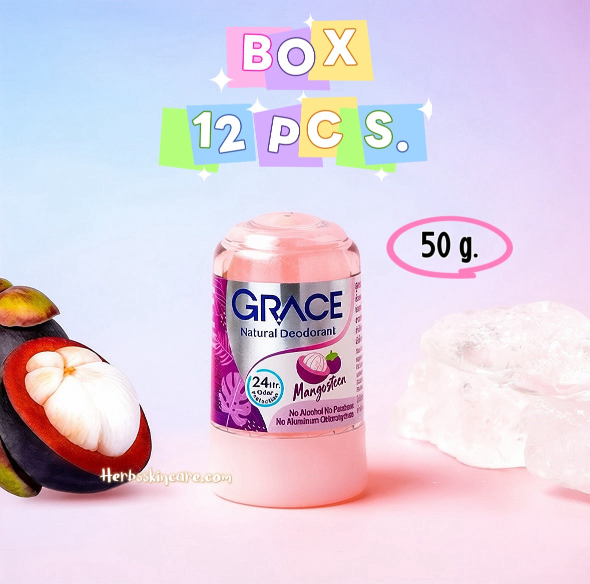 GRACE NATURAL DEODORANT 50 G. (MANGOSTEEN) BOX 12 PCS.