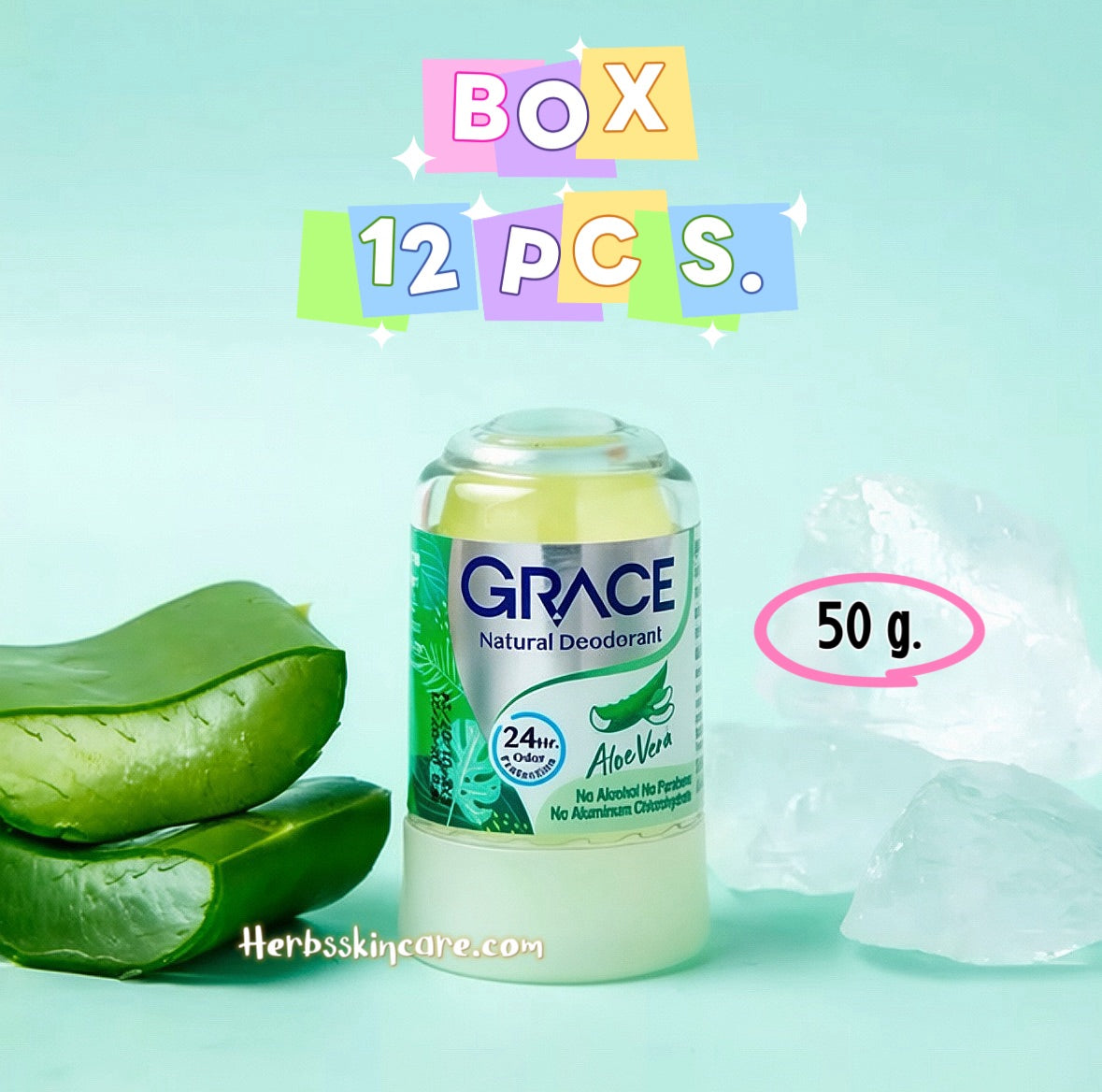 GRACE NATURAL DEODORANT 50 G. (ALOE VERA) BOX 12 PCS.
