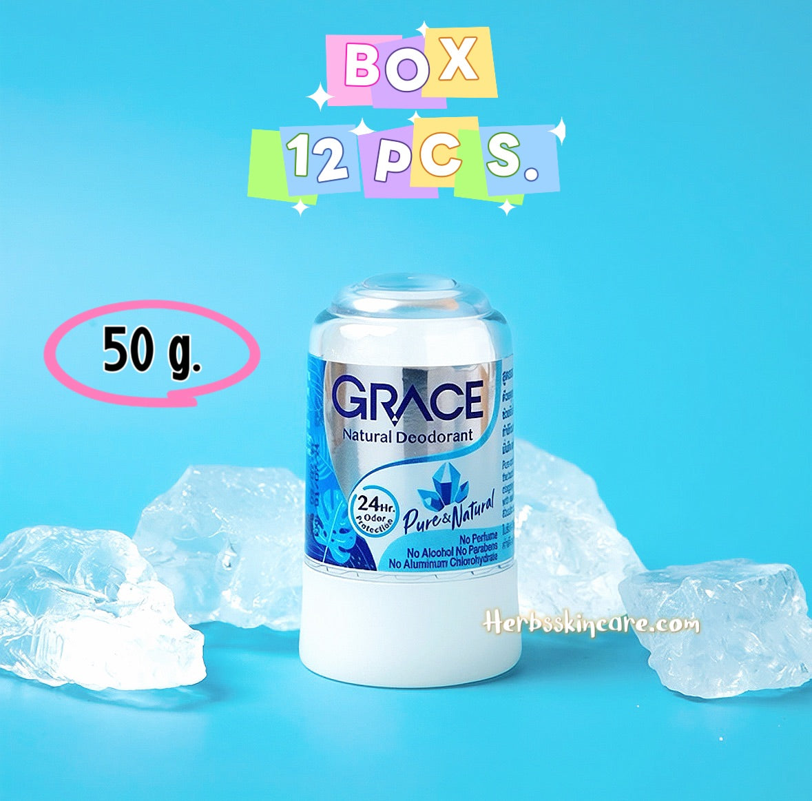 GRACE NATURAL DEODORANT 50 G. (PURE & NATURAL) BOX 12 PCS.