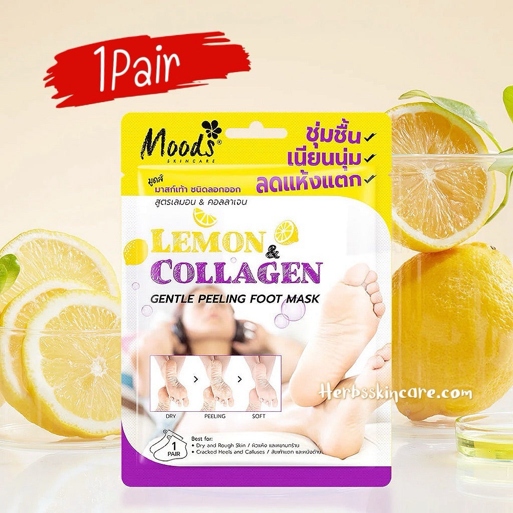 MOODS SKIN CARE LEMON & COLLAGEN GENTLE PEELING FOOT MASK (1 PAIR)