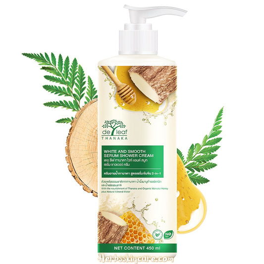 DE LEAF WHITE AND SMOOTH SERUM SHOWER CREAM 450 ML.