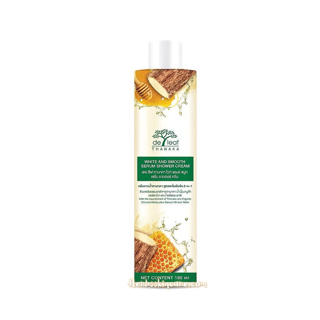 DE LEAF WHITE AND SMOOTH SERUM SHOWER CREAM 180 ML.
