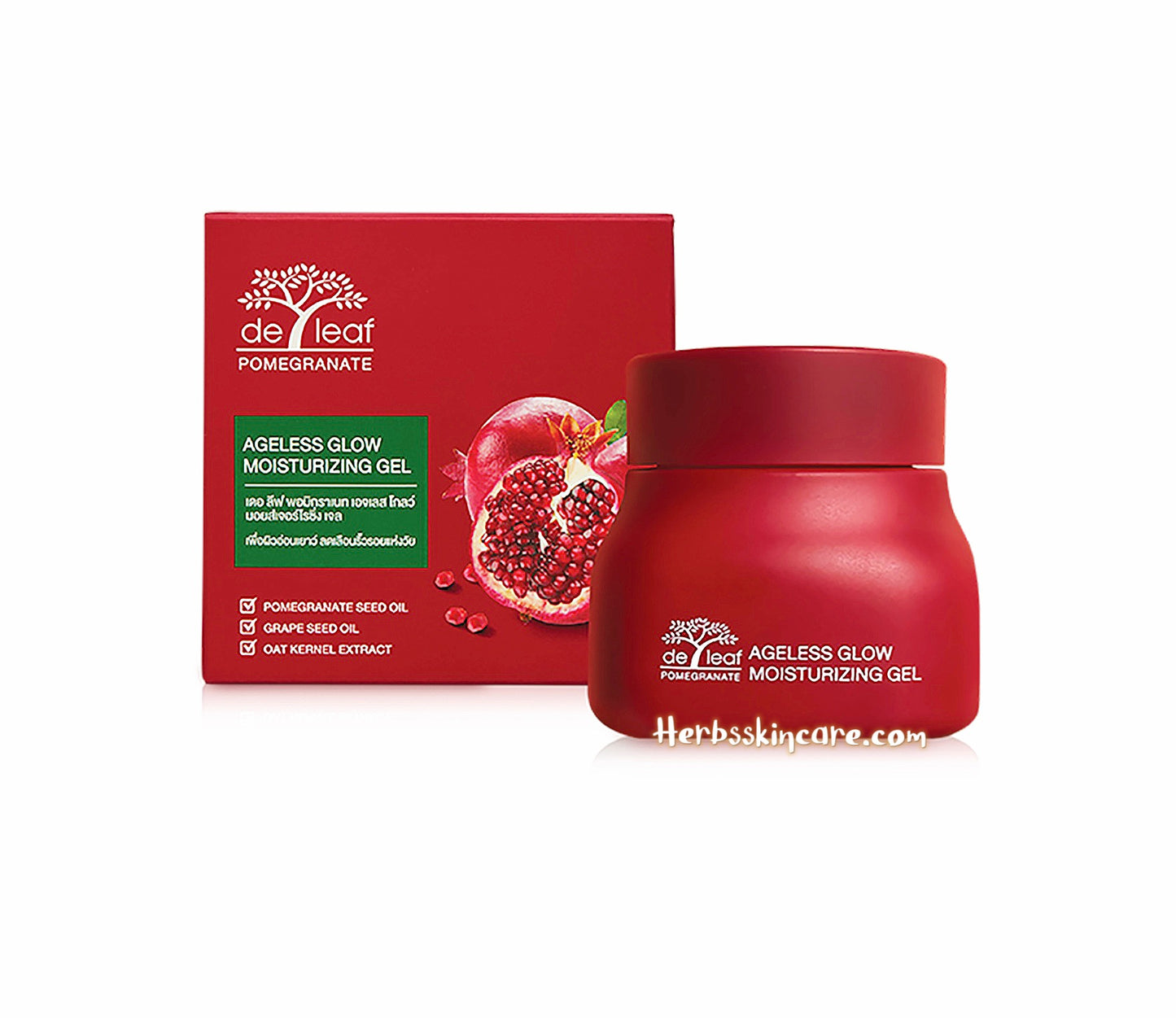 DE LEAF POMEGRANATE AGELESS GLOW MOISTURIZING GEL 40 G.