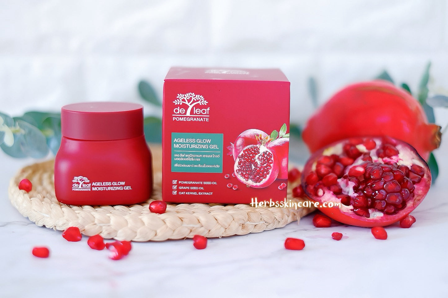 DE LEAF POMEGRANATE AGELESS GLOW MOISTURIZING GEL 40 G.