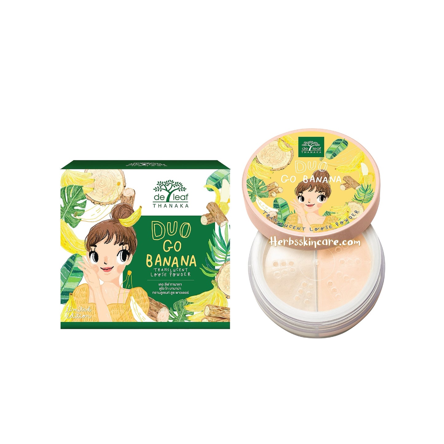 DE LEAF THANAKA DUO GO BANANA TRANSLUCENT LOOSE POWDER 15 G.