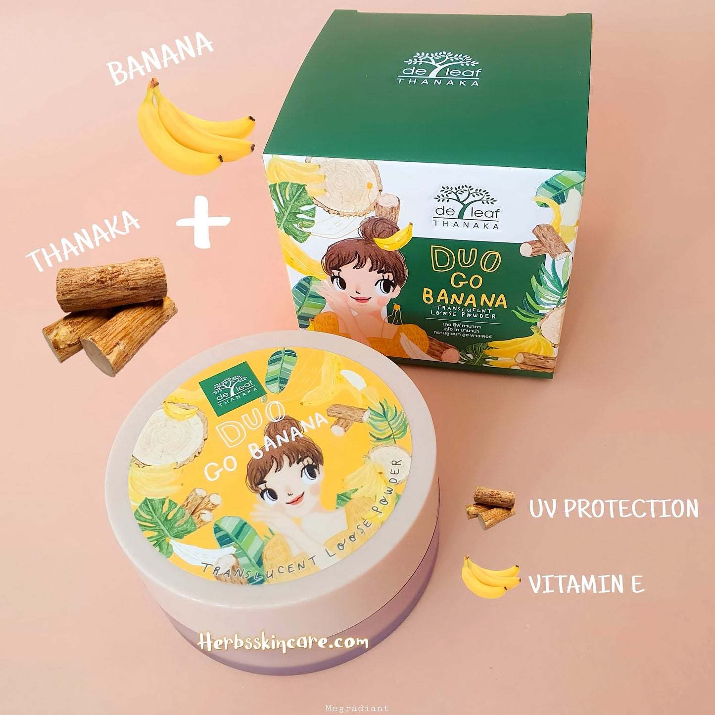DE LEAF THANAKA DUO GO BANANA TRANSLUCENT LOOSE POWDER 15 G.
