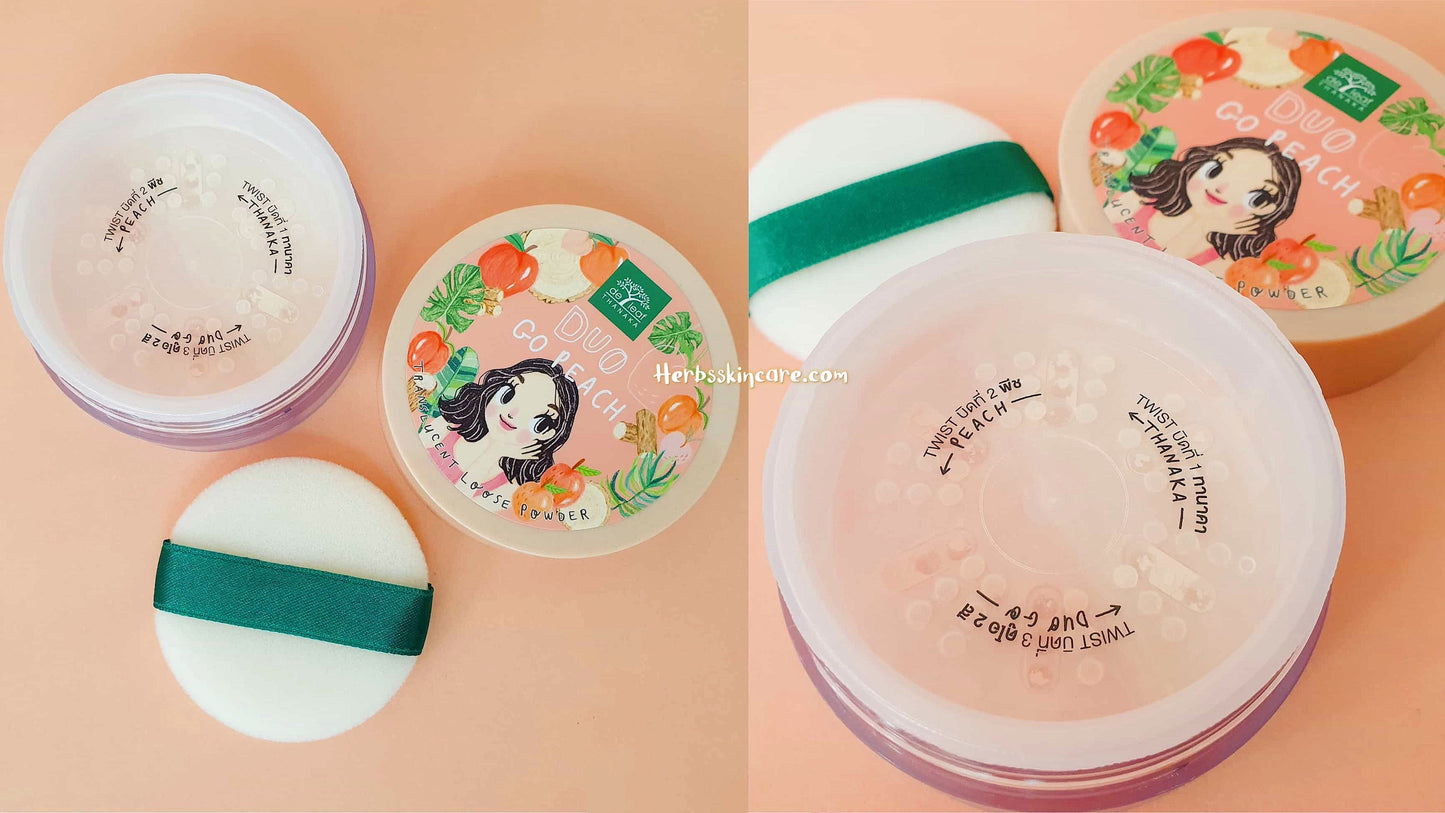 DE LEAF THANAKA DUO GO PEACH TRANSLUCENT LOOSE POWDER 15 G.